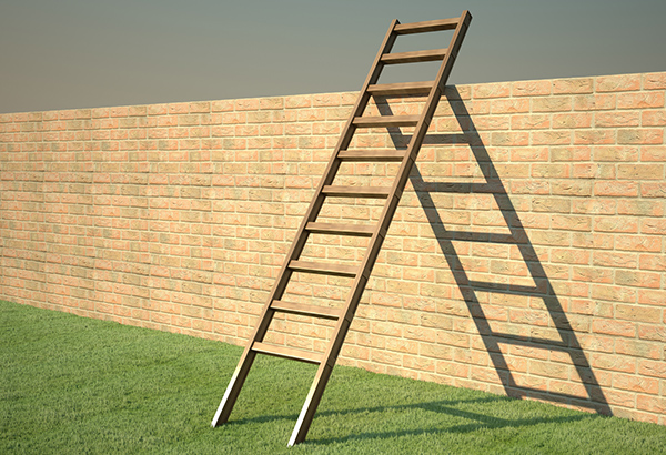 Ladder leans on brick wall outside for neurodiverse students