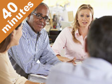 Group of academic leaders have discussion during a meeting