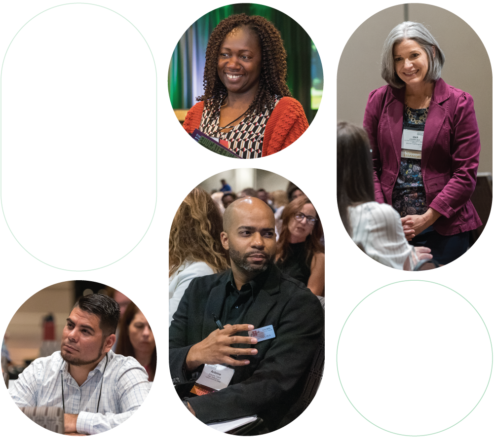 collage of photos of attendees and presenters at previous Teaching Professor Conferences